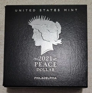 2021 US Mint $1 Silver Philadelphia peace Dollar Box & CoA & Capsule - Picture 1 of 3
