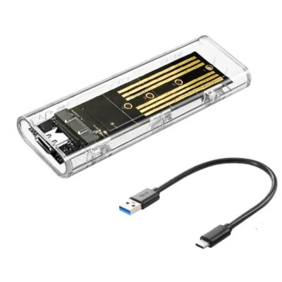 MULTIBAO Clear Enclosure M.2 NGFF to Type-C USB 3.0 3.1 Caddy SSD Hard Disk Adapter