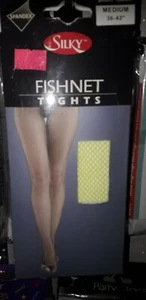 Neon Yellow Fishnet Tights One Size Ladies 80's Hippy Raver - Bild 1 von 1