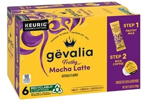 Gevalia Frothy 2-Step Mocha Latte Espresso K-Cup Coffee Pods & Froth Packets-6ct - Picture 1 of 5