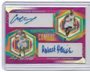 ROBERT PARISH ANTOINE WALKER 2023 Leaf Vivid CELTICS DUAL Auto SP Autograph 5/5 - Picture 1 of 2
