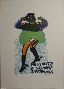 Linography Linographie Linoleografia a Colori Mino MACCARI 1967 5/48 PUBBLICATA - Picture 1 of 1