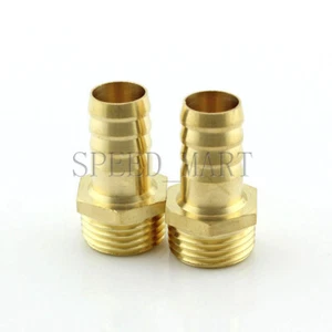 2pcs 14mm 1/2" Brass Barbed Hose Tube Fuel Pipe Fittings Coupler Connector - Picture 1 of 4