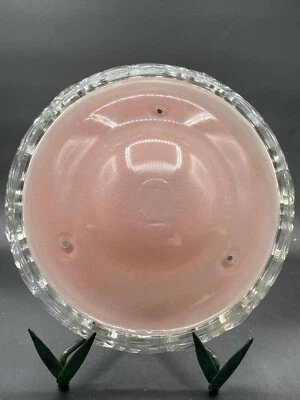 Antique Vintage LIGHT SHADE CEILING Fixture Textured PINK Glass Shade - Image 1 of 4