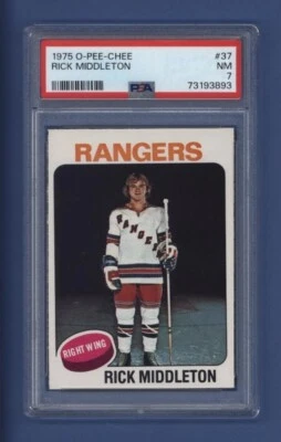 1975-76 OPC O-Pee-Chee #37 RICK MIDDLETON PSA 7 NM New York Rangers *LOW POP* - Image 1 of 2