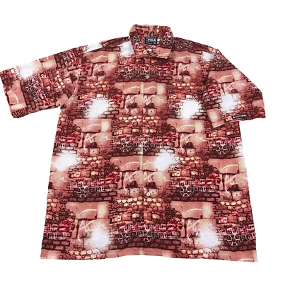 Vintage South Pole Shirt Men XL Red Button Up Y2K 2000s Brick Wall AOP Skate - Image 1 of 4