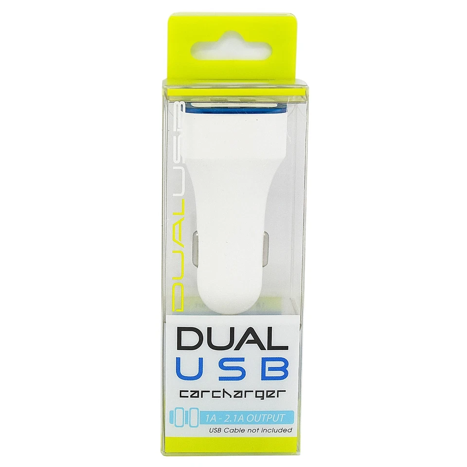 Адаптер зарядного устройства для сигарет белый цвет универсальный двойной USB автомобильный 3.1 A - Изображение 1 из 4