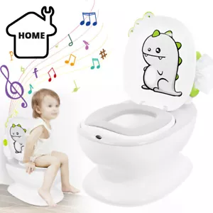 Potty Toilet Training Chair Baby Kids Toddler Dinosaur Paper Holder Flush Sound - Picture 1 of 11