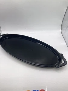 Vintage L. E. Smith Schwarz Amethyst Glas Oval Servierplatte 15” X 16” Selten - Bild 1 von 8