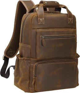 Men'S Vintage Genuine Leather Backpack 17 Inch Laptop Computer Bag Business Trav - Picture 1 of 6