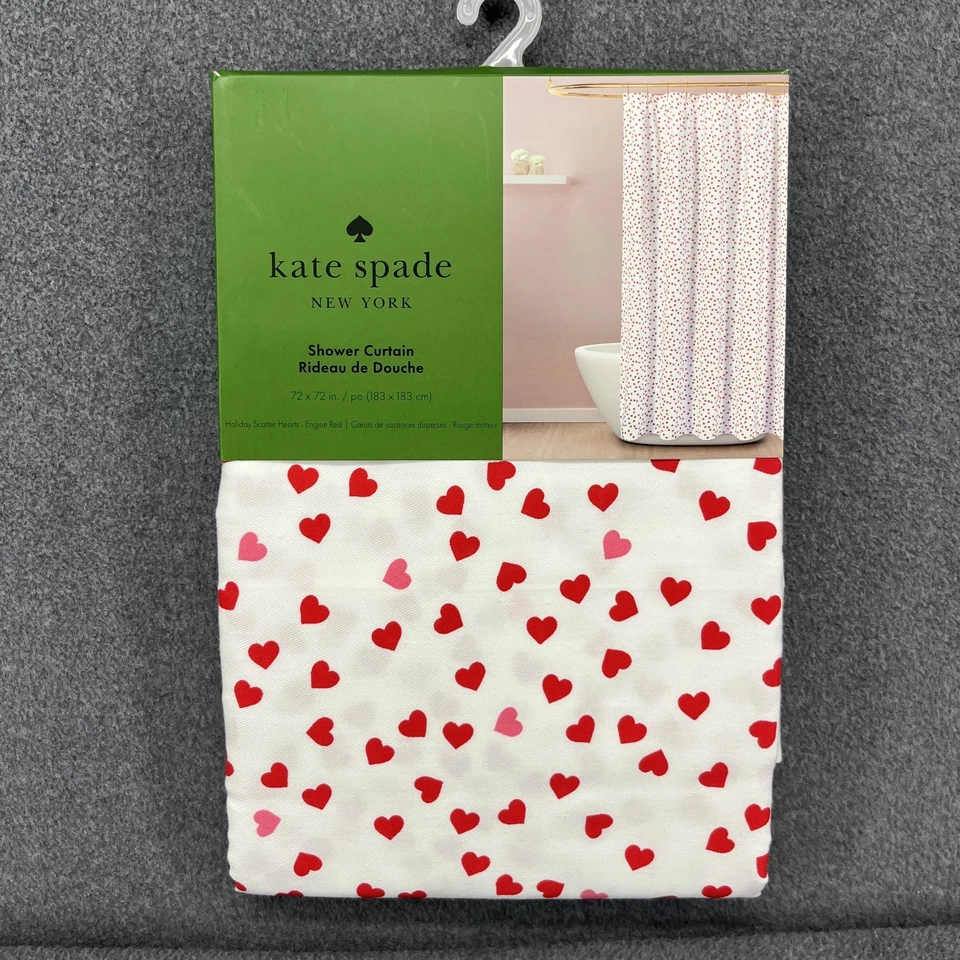 Linda tela de algodón Kate Spade cortina de ducha 72" X 72" corazones amor de San Valentín Foto 1 de 4