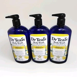 Dr. Teal's 3pc Lot Prebiotic Lemon Balm Body Wash with Pure Epsom Salt 24oz (x3) - Picture 1 of 1