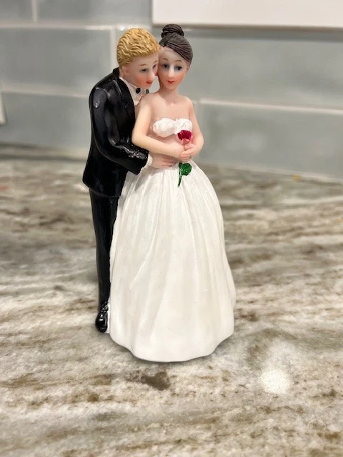 Ikasus Bride And Groom Cake Topper - Resin Wedding Figurines For Anniversary, Birthday, Valentine's Day