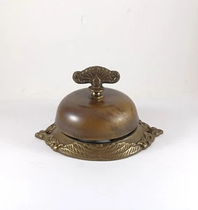 Antique Victorian Brass Mechanical Twist Doorbell, Twist Turn Desk Bell, Works - Picture 1 of 12