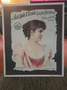 Adolph Coors Golden Brewery Lady In Pink Metal Sign 14"x12" Metal Sign... - Picture 1 of 2