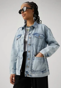 Gap Oversized Denim Jacket L Light Indigo Cinched Waist NWT Sold Out - Picture 1 of 10