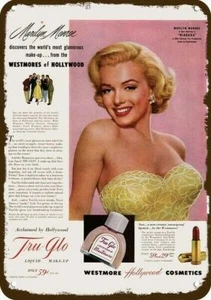 1952 MARILYN MONROE & Truglo Cosmetics VintageLook DEKO REPLIK BLECHSCHILD - Bild 1 von 1