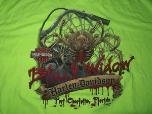 2011 HARLEY DAVIDSON MOTOR CYCLES PORT CHARLOTTE FLORIDA 2XL T-Shirt BLACK WIDOW - Picture 1 of 4