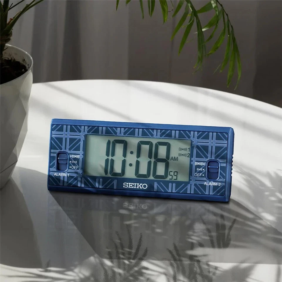 Seiko Digital Dual Alarm Clock QHL099 calendar thermometer hygrometer backlight - Image 1 of 4