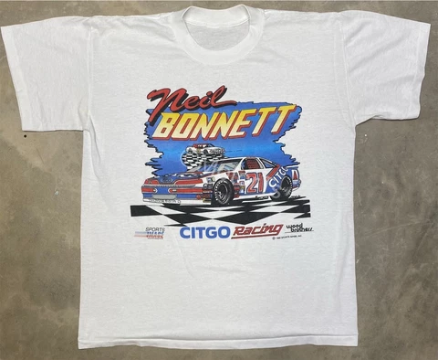 Rare! Vintage 1989 Neil Bonnett / Citgo / Wood Brothers Racing Nascar Tee - Med Cover