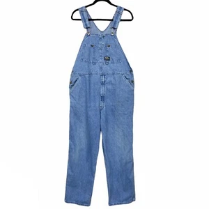VTG Oshkosh B’Gosh Mens Denim Vestbak Overalls Bibs Size 38x30 Carpenter Blue - Picture 1 of 9