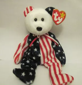 1999 TY BEANIE BABY SPANGLE WHITE FACE BEAR - NEW WITH ERRORS - PE PELLETS - Picture 1 of 5