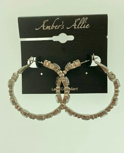Amber's Allie Silver Crystal Hoops - Picture 1 of 5