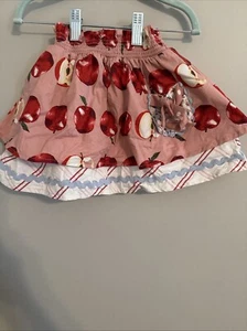 Matilda Jane Apple Print Skirt Pink/Red Girls Size 4 - Picture 1 of 1