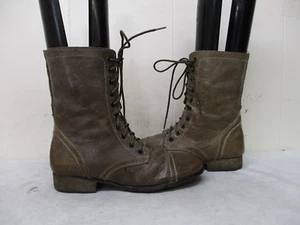 Steve Madden Troopa Stone Leder Reißverschluss Spitze Kampf Mode Stiefel Größe 6,5 M - Bild 1 von 8