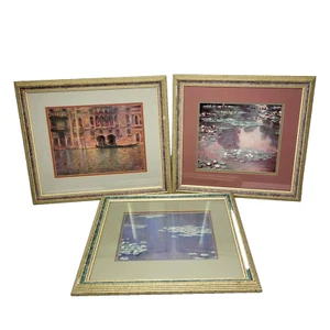 3x gerahmte Drucke von Claude Monet Palazzo da Mula Seerosen 1905 & 1908 UK - Bild 1 von 24