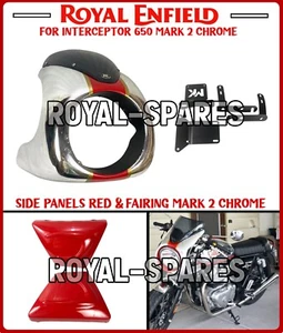 Royal Enfield "SIDE PANELS RED & FAIRING MARK 2 CHROME" For Interceptor 650 - Picture 1 of 23