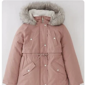 V Girls Faux Fur Hooded Half Fur Lined Parka Coat Rose Pink UK Size Age 13 Years - Picture 1 of 14