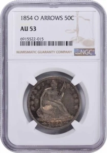 1854-O Liberty Seated Silver Half Dollar Arrows AU53 NGC - Picture 1 of 2