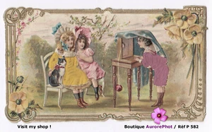 CHROMO POULAIN DÉCOUPIS : ENFANTS & CHAT EN SÉANCE PHOTO, APPAREIL PHOTO -P582 - Imagen 1 de 2