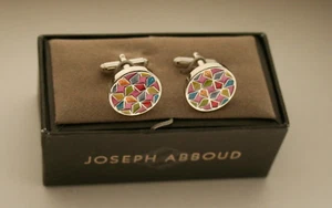 Joseph Abboud Handsome Color Burst Round Cufflinks New NOS Box $55 Val Cuff Link - Bild 1 von 5