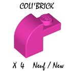 Lego 6091 - 4x Briques / Slope Curved 1x2x1 1/3 curved top - Dark Pink - NEW