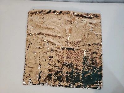 Square Throw Pillow Case Gold Sequins 17"x17", Bed Decor Bling - Glitter Cushion - Image 1 of 3