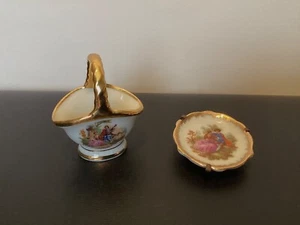 2pcs. of Limoges minature china 1-basket &1-Plate - Picture 1 of 3