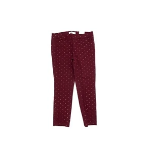NUOVO Old Navy Pixie pantaloni alla caviglia donna taglia 12 bordeaux a pois - Foto 1 di 4