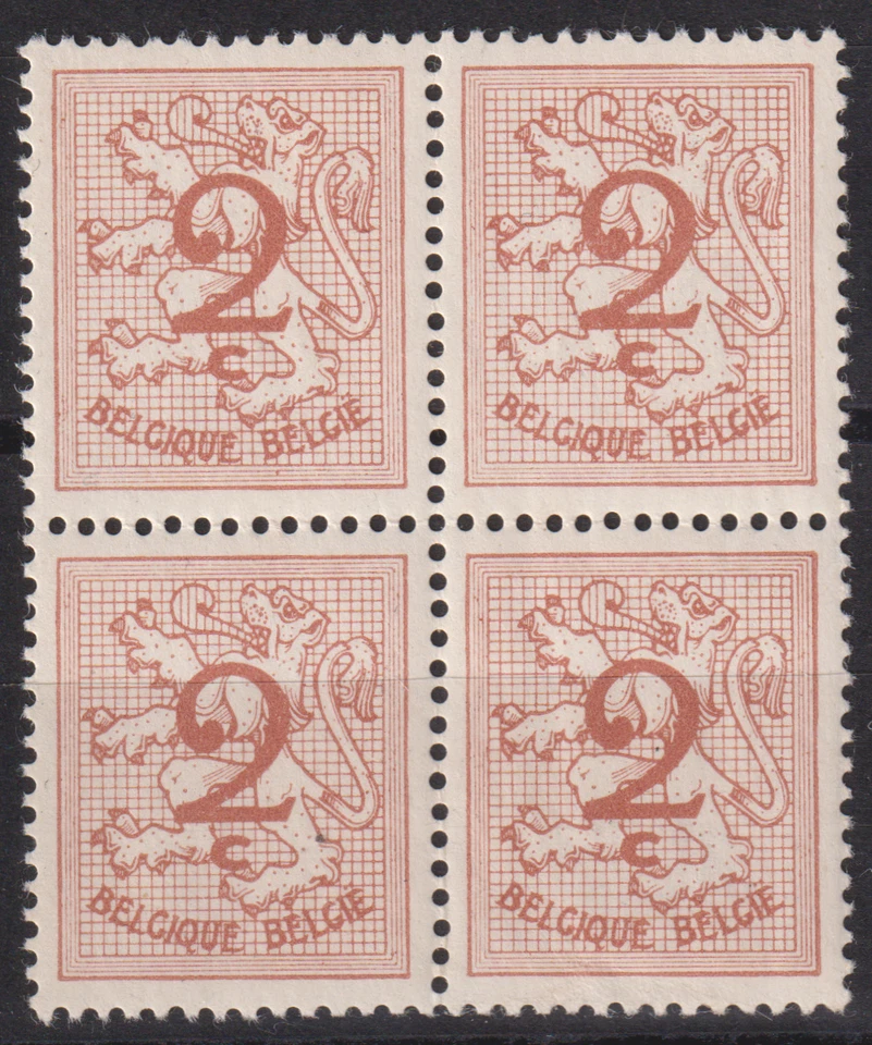 BELGIUM 1960 Rampant Lion. 2f Block of 4 M/Mint    (L29) - Image 1 of 1