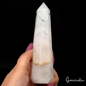 260 gm5,6" Schwarzer Turmalin Rutilquarz Obelisk Turm Kristallspitze Heilung - Bild 1 von 7