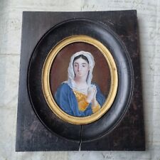Portrait MINIATURE Signé VLM Daté 1823 Vierge Marie Hand Painted 19thC Holy Mary