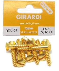VITE A LEGNO IN OTTONE TESTA SVASATA C/CALOTTA mm5,0x30 - DIN 95 (GOCCIA SEGO) - Foto 1 di 1
