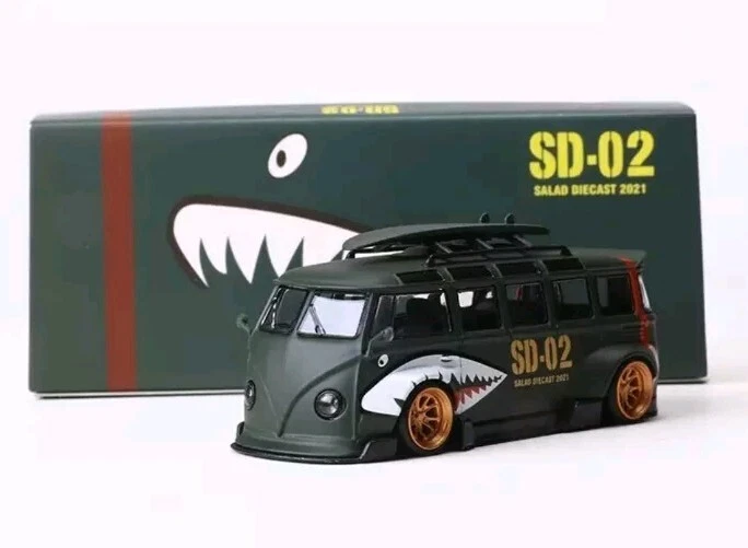 Flame 1:64 VW VOLKSWAGEN T1 VAN KOMBI WIDE BODY MODIFIED SHARK SD-02 - Immagine 1 di 1