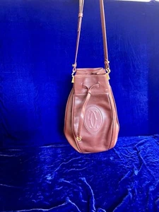Cartier Bag Shoulder Crossbody Bucket Large Size Leather Pouch Case Bag Backpack - Picture 1 of 16