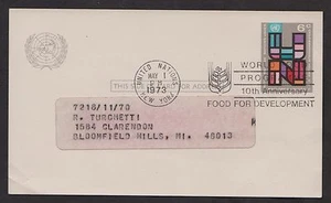 Ganzsache Vereinte Nationen 6c 1972 gebraucht. UX5.  Mitteilung über ausstehende Bestellung. - Bild 1 von 2