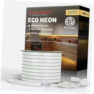 LED Rope Lights AC 120V, Connectable & Cuttable Dotless 25m/82ft Warm White - Picture 1 of 7