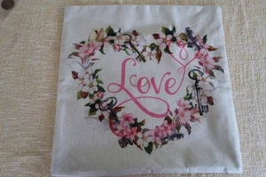 Indoor Outdoor Pillow Cover, 17" Hearts & Flowers LOVE Romantic - Picture 1 of 6
