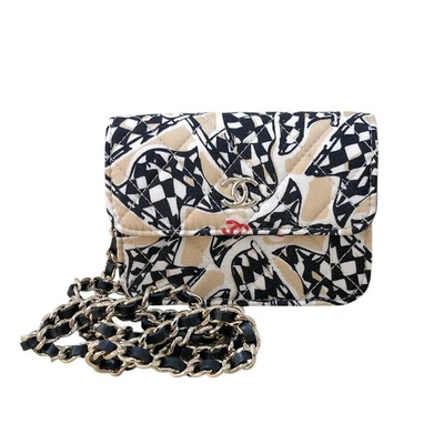 CHANEL Mini Matelassé Chain Shoulder Bag Canvas Beige Gold Hardware #OK2460 - Image 1 of 4