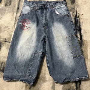 Rocawear La Familia Vintage bestickte Denim Shorts Größe 20 Y2K Hip Hop Baggy - Bild 1 von 14